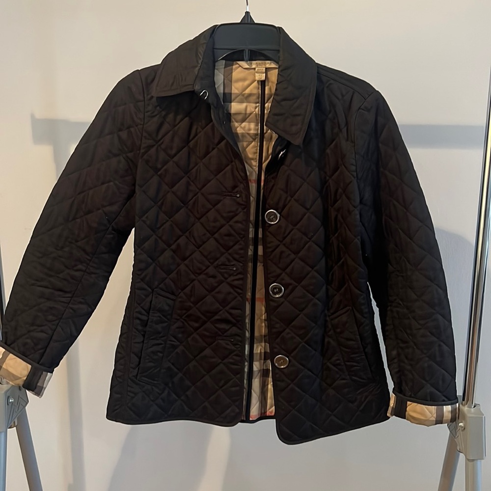 BURBERRY SPRING FALL CLASSIC QUILTED BLACK JACKET SIZE XS